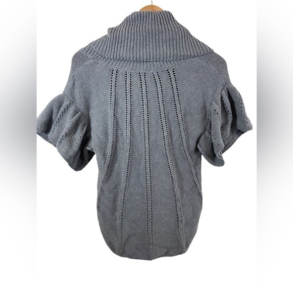 BCBGMaxazria Merino Wool Blend Cowlneck Open Knit Sweater Grey Womens Sz S - Picture 11 of 11